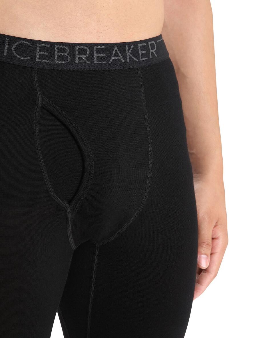 Icebreaker Merino 260 Tech Thermal Leggings With Fly Miesten Base Layers Mustat | FI 1391EBCX